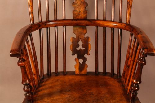 A SUPERB YEW WOOD HIGH BACK WINDSOR CHAIR ALLSOP WORKSOP - ADDITIONAL PHOTO 5
