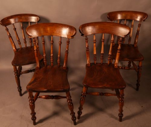 a harlequin set of 4 worksop kitchen chairs - CATEGORY: ANTIQUE CHAIRS - DATED 19TH CENTURY