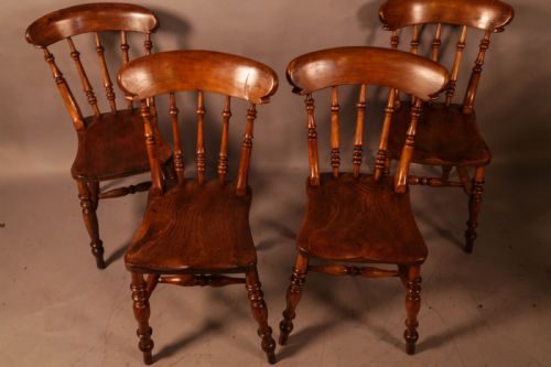 A HARLEQUIN SET OF 4 WORKSOP KITCHEN CHAIRS - ADDITIONAL PHOTO 1