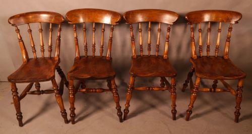A HARLEQUIN SET OF 4 WORKSOP KITCHEN CHAIRS - ADDITIONAL PHOTO 3