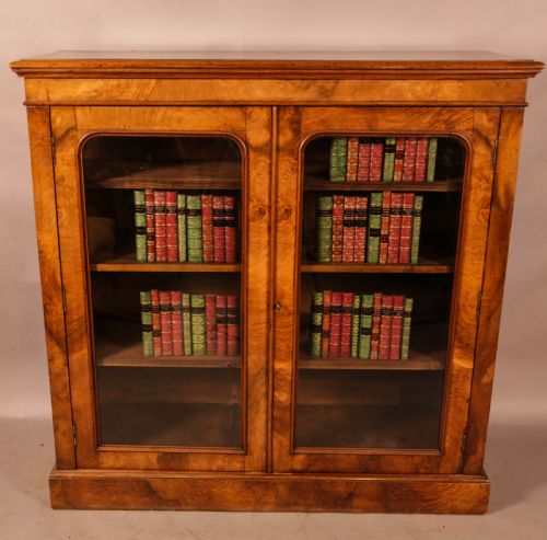 a victorian burr walnut bookcase - CATEGORY: ANTIQUE BOOKCASES - DATED VICTORIAN