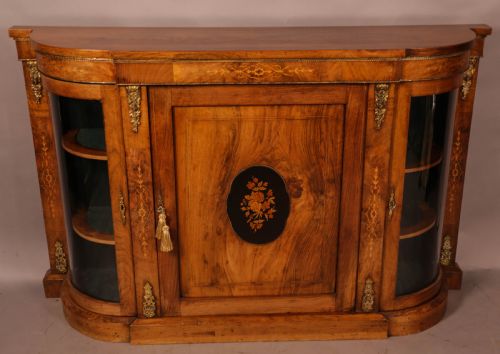 a victorian burr walnut credenza - CATEGORY: ANTIQUE SIDEBOARDS - DATED VICTORIAN