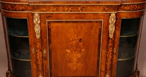 A GOOD VICTORIAN BURR WALNUT CREDENZA INLAID - ADDITIONAL PHOTO 1