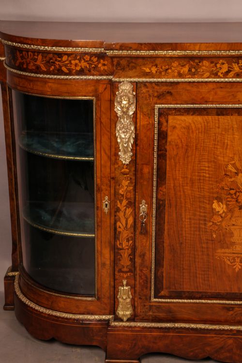A GOOD VICTORIAN BURR WALNUT CREDENZA INLAID - ADDITIONAL PHOTO 2