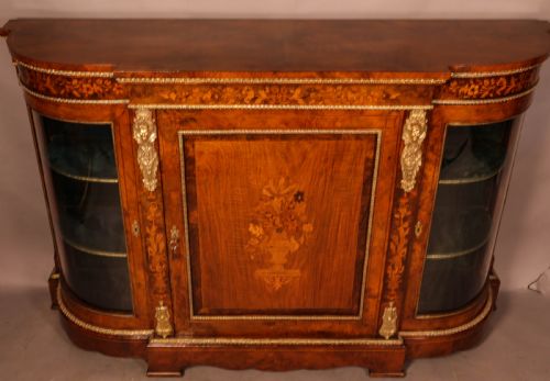 A GOOD VICTORIAN BURR WALNUT CREDENZA INLAID - ADDITIONAL PHOTO 4