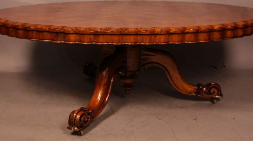 A VICTORIAN BURR WALNUT COFFEE TABLE - ADDITIONAL PHOTO 4