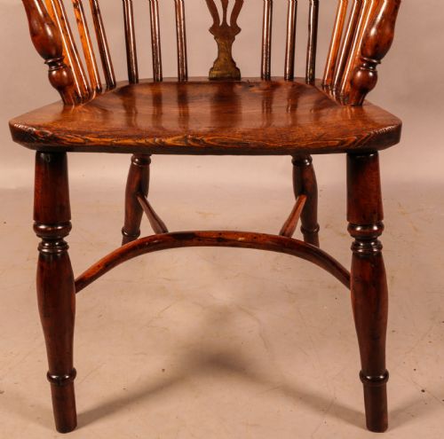 A GOOD YEW WOOD LOW BACK WINDSOR CHAIR ROCKLEY MAKER - ADDITIONAL PHOTO 10