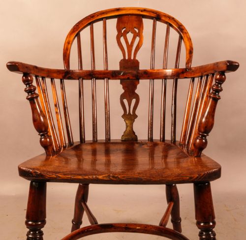 A GOOD YEW WOOD LOW BACK WINDSOR CHAIR ROCKLEY MAKER - ADDITIONAL PHOTO 11