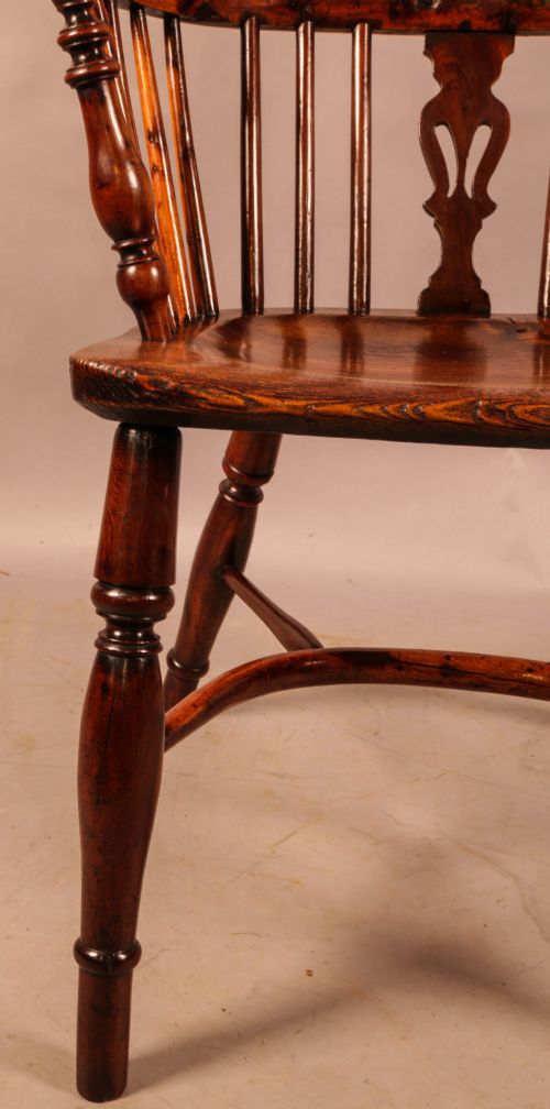 A GOOD YEW WOOD LOW BACK WINDSOR CHAIR ROCKLEY MAKER - ADDITIONAL PHOTO 12