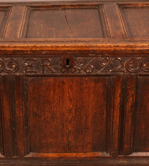 A 17TH C OAK COFFER ER 1692 - ADDITIONAL PHOTO 7