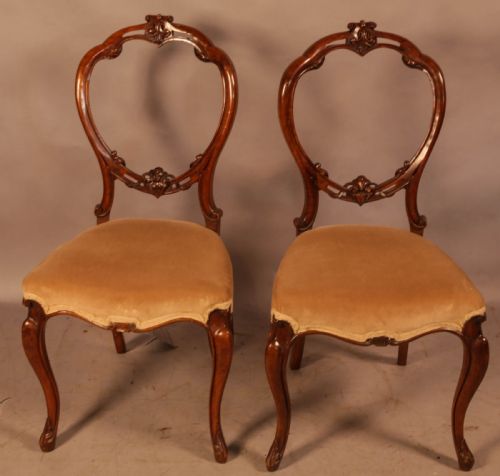 A SET OF 6 VICTORIAN SOLID WALNUT DINING CHAIRS - ADDITIONAL PHOTO 3