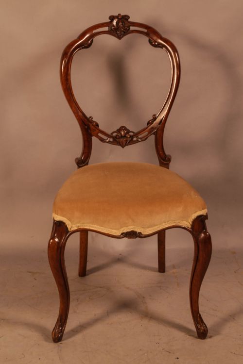 A SET OF 6 VICTORIAN SOLID WALNUT DINING CHAIRS - ADDITIONAL PHOTO 4