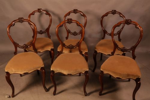 A SET OF 6 VICTORIAN SOLID WALNUT DINING CHAIRS - ADDITIONAL PHOTO 10