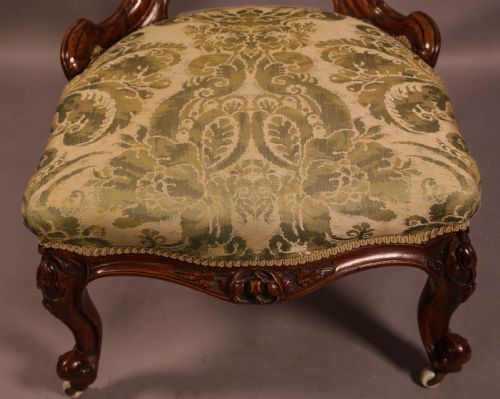 A GOOD VICTORIAN NURSING CHAIR IN SOLID WALNUT - ADDITIONAL PHOTO 4