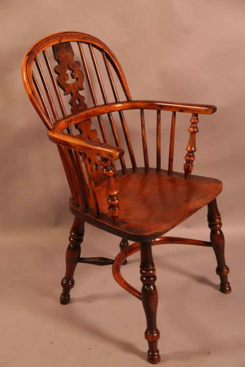 a good yew wood low back windsor chair allsop of worksop - CATEGORY: ANTIQUE CHAIRS - DATED 19TH CENTURY