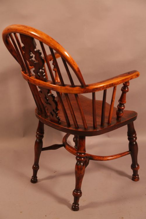 A GOOD YEW WOOD LOW BACK WINDSOR CHAIR ALLSOP OF WORKSOP - ADDITIONAL PHOTO 3