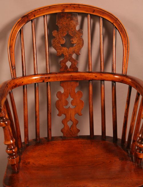 A GOOD YEW WOOD LOW BACK WINDSOR CHAIR ALLSOP OF WORKSOP - ADDITIONAL PHOTO 6