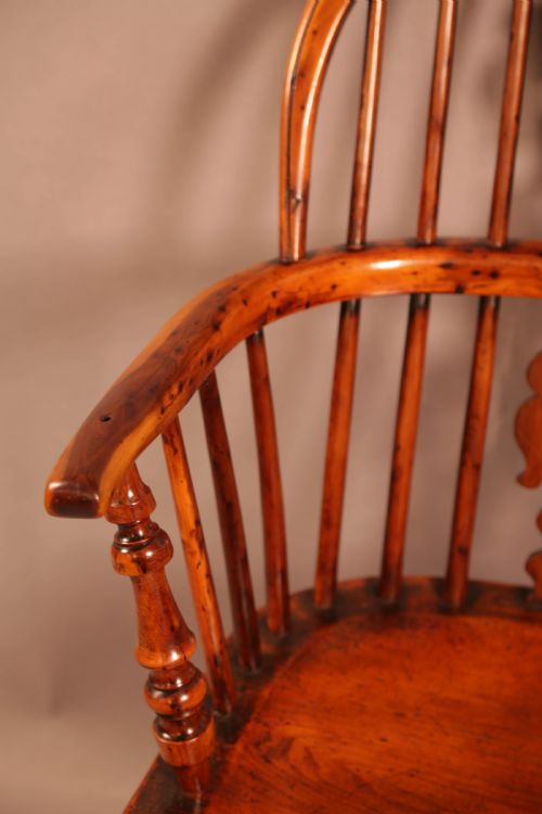 A GOOD YEW WOOD LOW BACK WINDSOR CHAIR ALLSOP OF WORKSOP - ADDITIONAL PHOTO 8