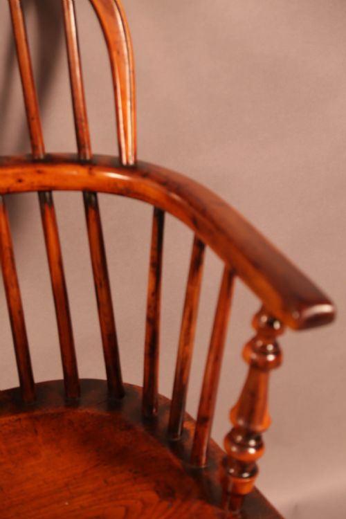 A GOOD YEW WOOD LOW BACK WINDSOR CHAIR ALLSOP OF WORKSOP - ADDITIONAL PHOTO 9