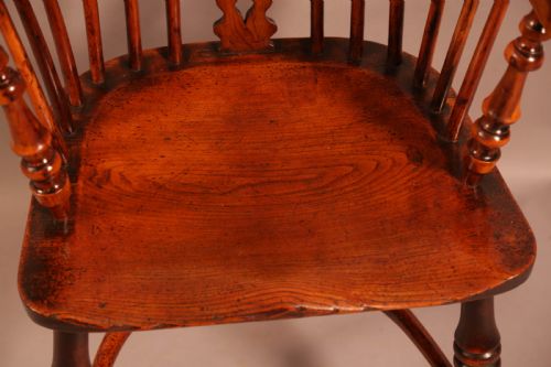 A GOOD YEW WOOD LOW BACK WINDSOR CHAIR ALLSOP OF WORKSOP - ADDITIONAL PHOTO 10