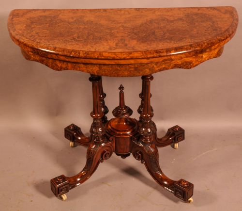 a superb victorian burr walnut games table - CATEGORY: ANTIQUE TABLES - DATED VICTORIAN
