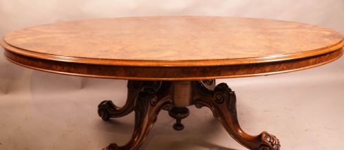 A VICTORIAN BURR WALNUT COFFEE TABLE - ADDITIONAL PHOTO 4