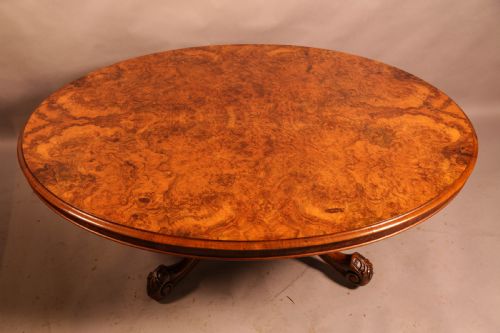 A VICTORIAN BURR WALNUT COFFEE TABLE - ADDITIONAL PHOTO 7