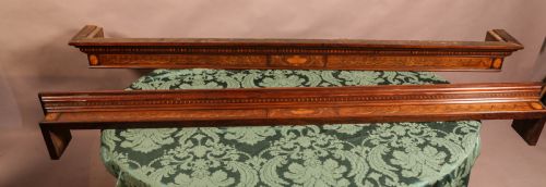 a rare pair of georgian curtain pelmets in rosewood and inlaid - CATEGORY: ANTIQUE MISCELLANEOUS - DATED 19TH CENTURY