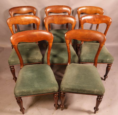 a set of 8 balloon back dining chairs - CATEGORY: ANTIQUE CHAIRS - DATED VICTORIAN