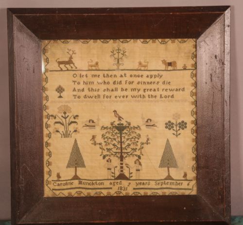 girl needlework sampler caroline munckton 1831 - CATEGORY: ANTIQUE MISCELLANEOUS - DATED GEORGIAN