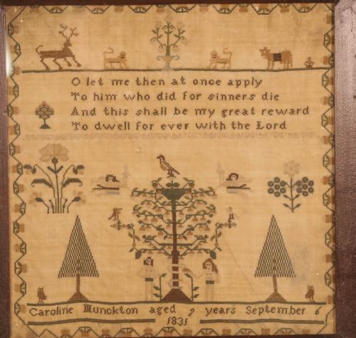 GIRL NEEDLEWORK SAMPLER CAROLINE MUNCKTON 1831 - ADDITIONAL PHOTO 1
