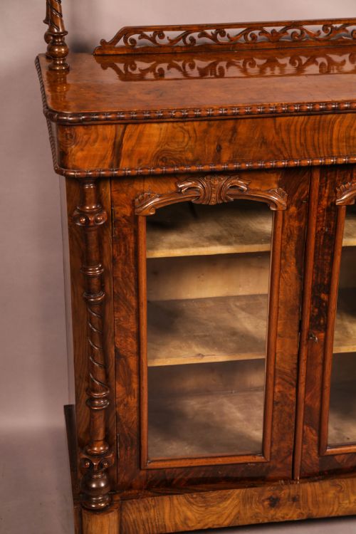 A VICTORIAN BURR WALNUT CHIFFONIER - ADDITIONAL PHOTO 3