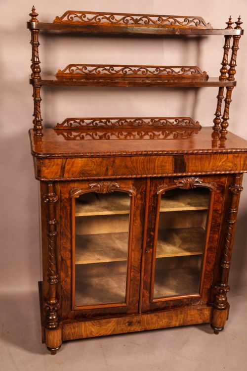 A VICTORIAN BURR WALNUT CHIFFONIER - ADDITIONAL PHOTO 7