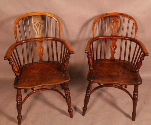A PAIR OF YEW WOOD LOW BACK WINDSOR CHAIRS ROCKLEY - ADDITIONAL PHOTO 1