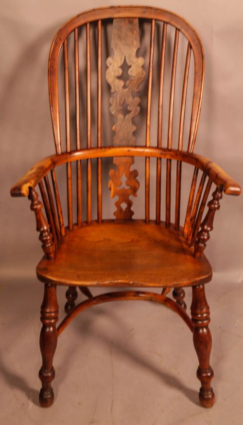 fine yew wood windsor chair allsop of worksop c 1840 - CATEGORY: ANTIQUE CHAIRS - DATED 19TH CENTURY