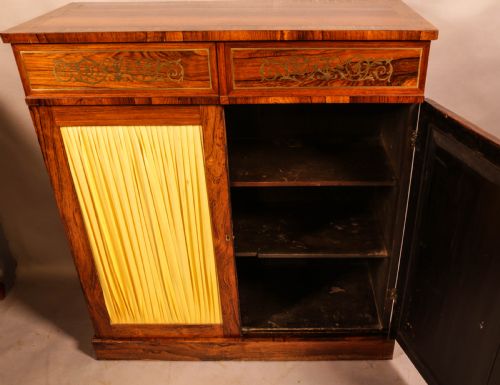 A REGENCY ROSEWOOD BRASS INLAID PIER CABINET - ADDITIONAL PHOTO 9
