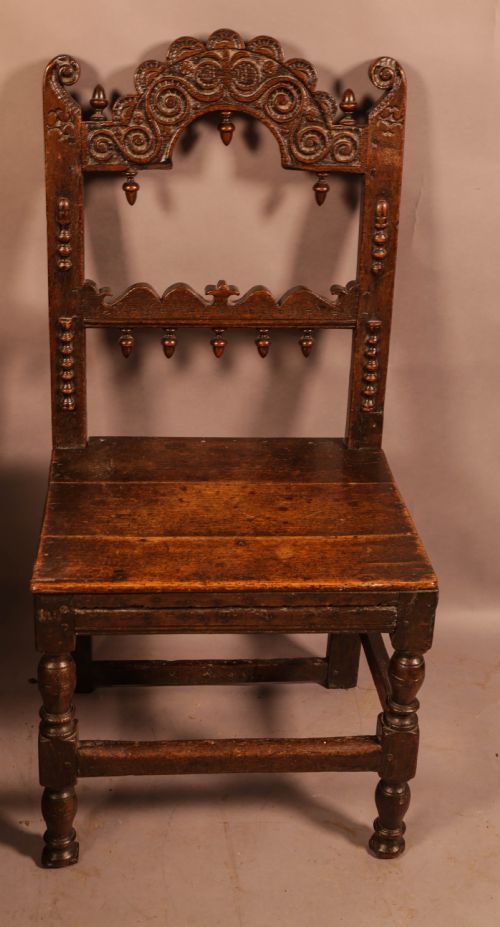 a 17th century derbyshire back stool - CATEGORY: ANTIQUE STOOLS - DATED 17TH CENTURY