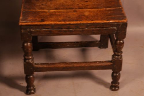 A 17TH CENTURY DERBYSHIRE BACK STOOL - ADDITIONAL PHOTO 5