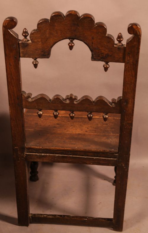 A 17TH CENTURY DERBYSHIRE BACK STOOL - ADDITIONAL PHOTO 7