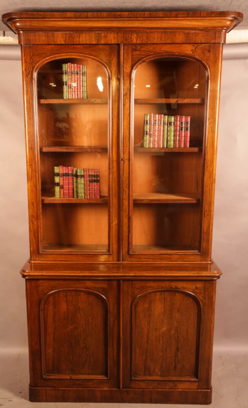 an early victorian roswood library bookcase - CATEGORY: ANTIQUE BOOKCASES - DATED VICTORIAN