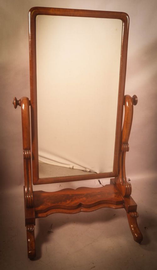 a victorian mahogany cheval mirror - CATEGORY: ANTIQUE MIRRORS - DATED VICTORIAN