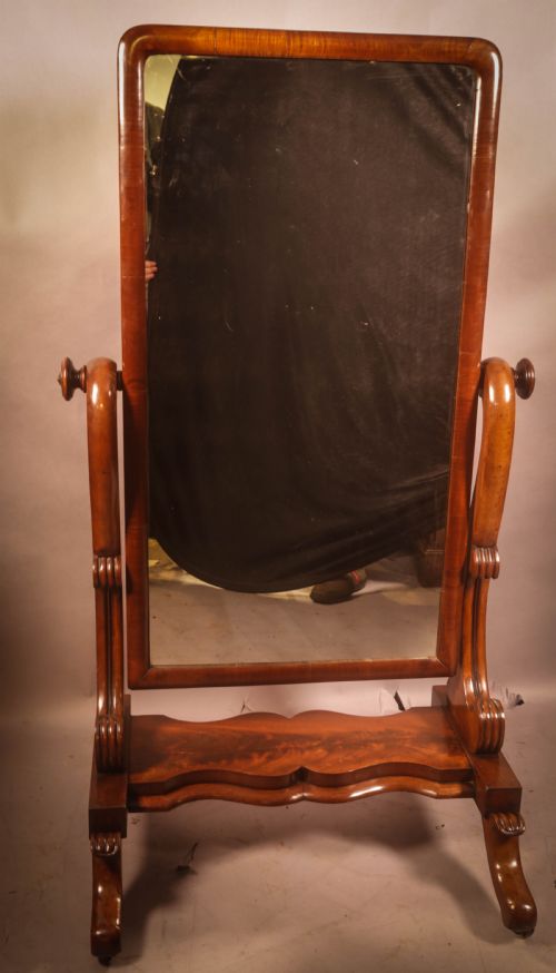 A VICTORIAN MAHOGANY CHEVAL MIRROR - ADDITIONAL PHOTO 4