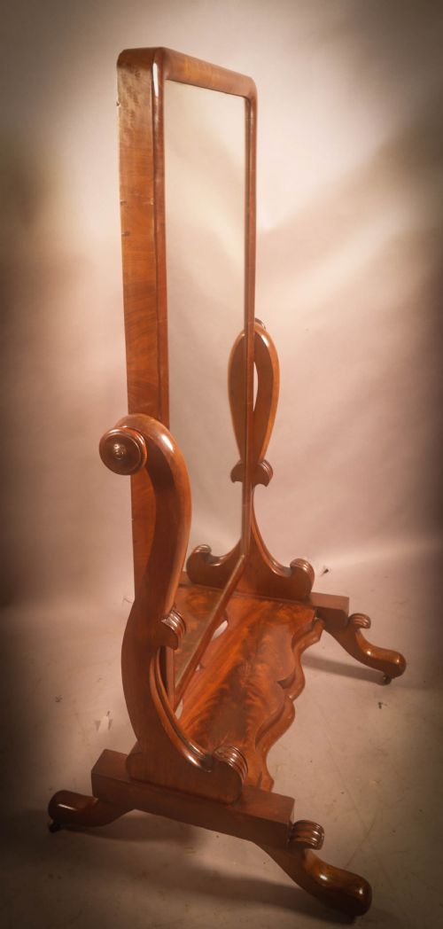 A VICTORIAN MAHOGANY CHEVAL MIRROR - ADDITIONAL PHOTO 6