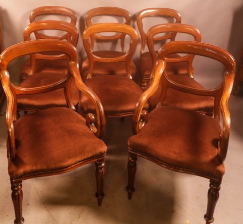 A RARE SET OF 8 VICTORIAN DINING CHAIRS 2 CARVERS - ADDITIONAL PHOTO 2