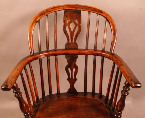 A YEW WOOD LOW BACK WINDSOR CHAIR ROCKLEY MAKER - ADDITIONAL PHOTO 3
