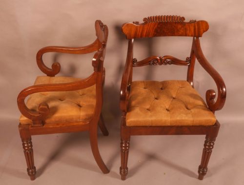A GOOD QUALITY PAIR OF WILLIAM IV CARVER CHAIRS - ADDITIONAL PHOTO 1
