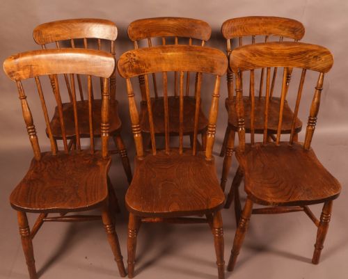 a set of 6 19th century kitchen chairs - CATEGORY: ANTIQUE CHAIRS - DATED 19TH CENTURY