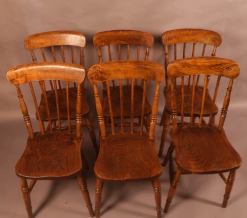 A SET OF 6 19TH CENTURY KITCHEN CHAIRS - ADDITIONAL PHOTO 3