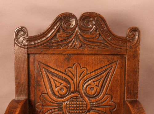 A GOOD 17TH CENTURY WAINSCOT CHAIR IN OAK - ADDITIONAL PHOTO 7