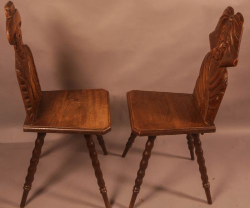 A PAIR OF BLACK FOREST LADY AND GENTLEMAN HALL CHAIRS - ADDITIONAL PHOTO 5